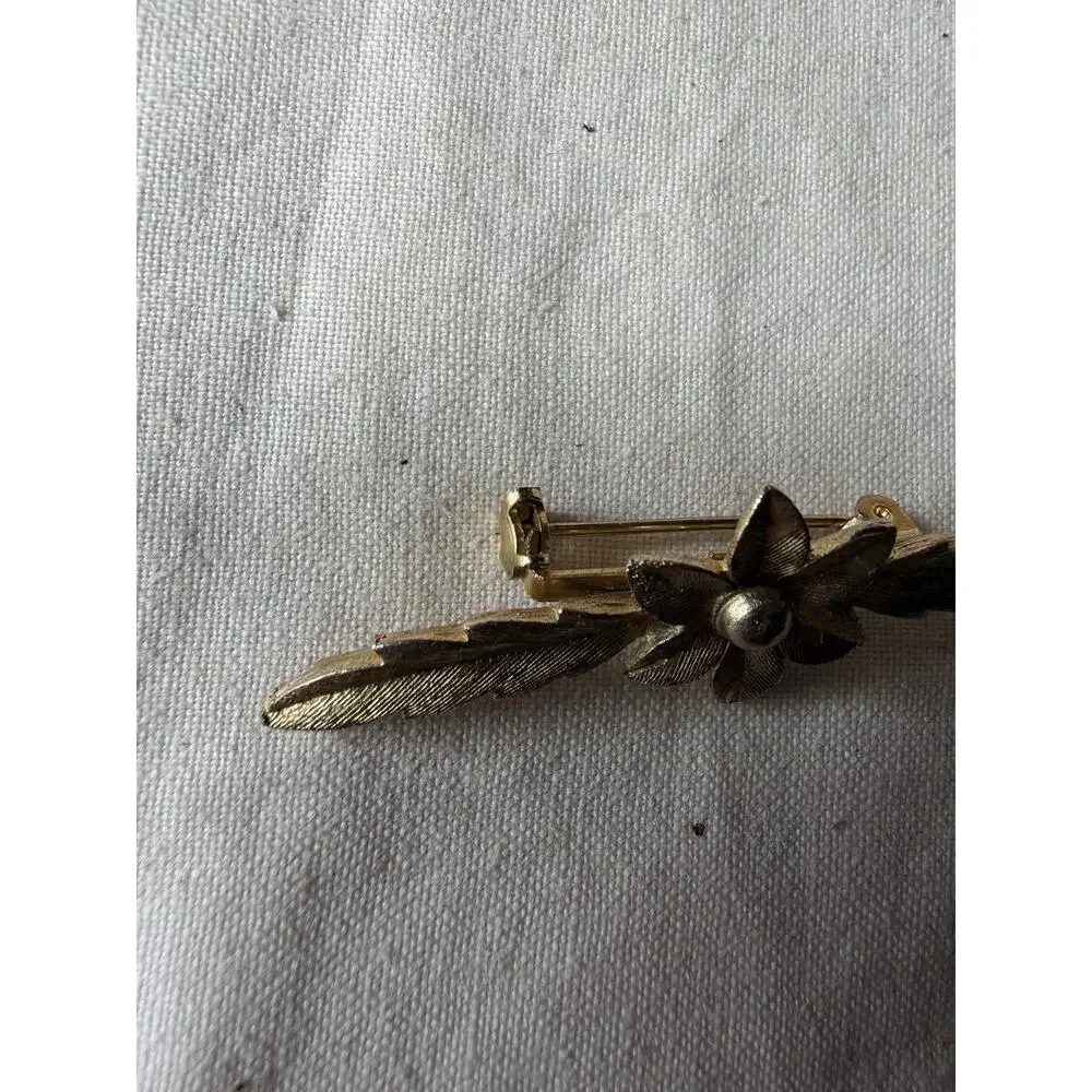 Vintage MAMSELLE Gold color Bar Brooch 2 